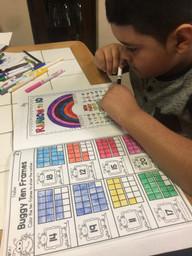 boy coloring math activity
