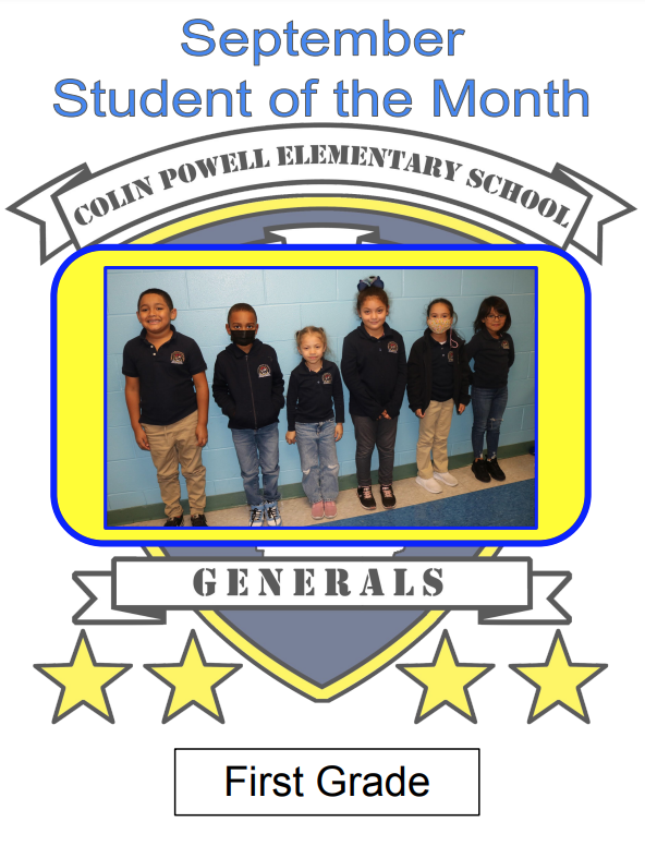 Colin Powell School-September 2022 Student of the Month-First Grade