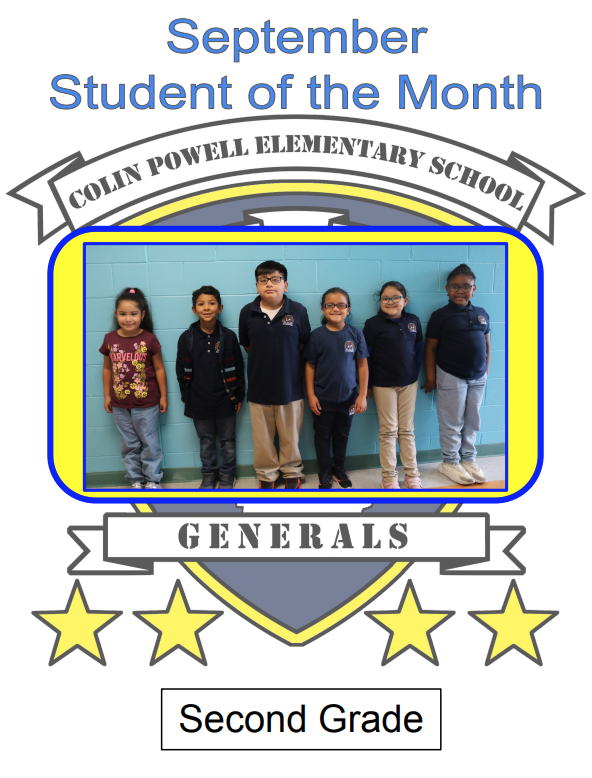 Colin Powell School-September 2022 Student of the Month-Second Grade
