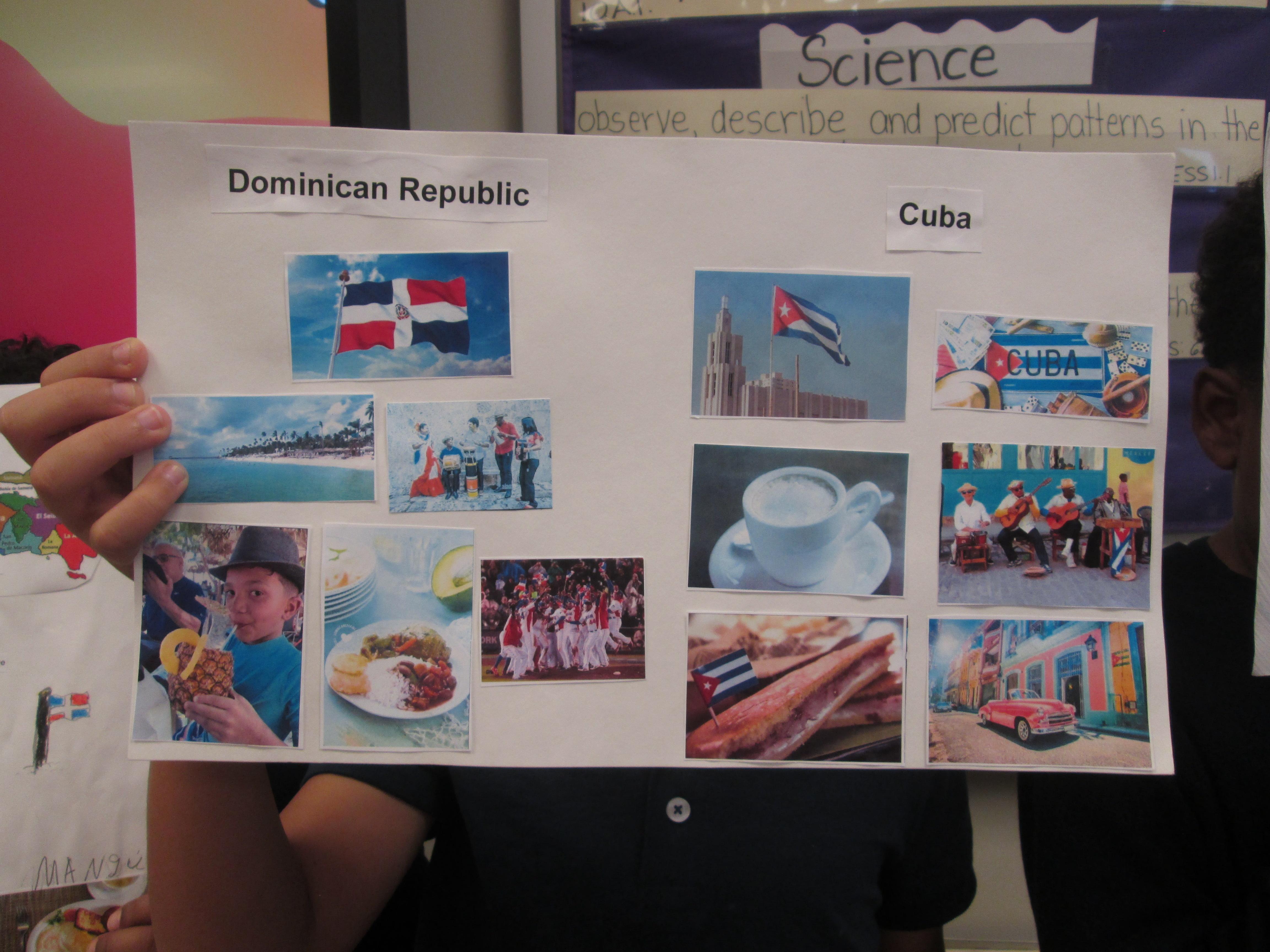 Students celebrating Cuba and the Dominican Republic during Hispanic Heritage Month at the Colin Powell School