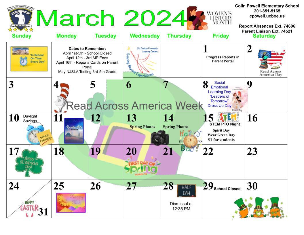 March 2024 Calendar-Colin Powell School